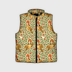 Детский жилет Птицы сирин на ветках, цвет: 3D-черный