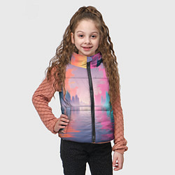 Детский жилет Город в розовом тумане, цвет: 3D-черный — фото 2