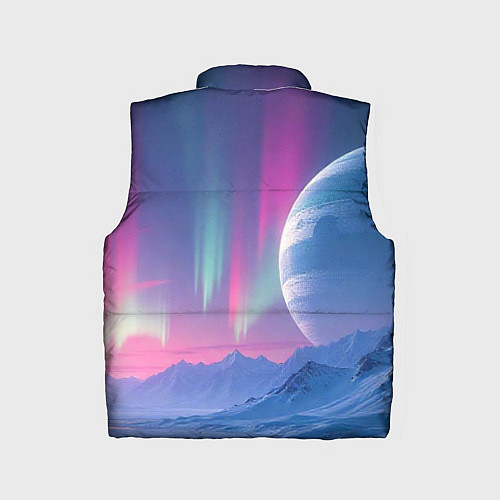 Детский жилет Неоновый космос северного сияния / 3D-Черный – фото 2