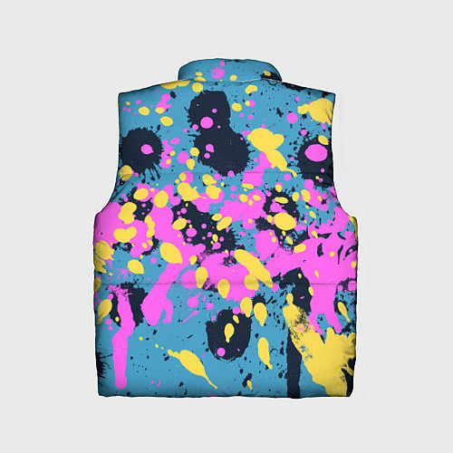 Детский жилет Брызги краски розовой желтой и темно синей / 3D-Черный – фото 2