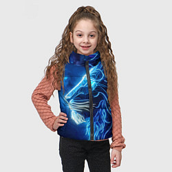 Детский жилет Профиль космического неонового льва - нейроарт, цвет: 3D-черный — фото 2