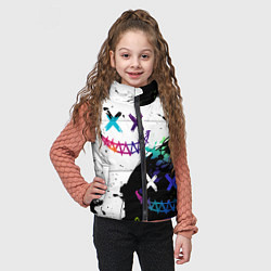 Детский жилет Неоновые брызги - жуткие улыбки, цвет: 3D-черный — фото 2