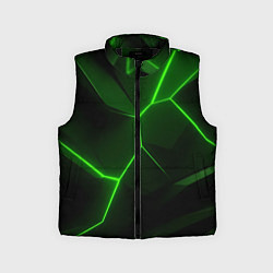 Детский жилет Зеленая текстура с неоном, цвет: 3D-черный