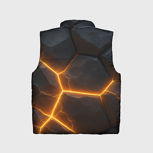 Детский жилет Черные плиты с оранжевой молнией / 3D-Черный – фото 2