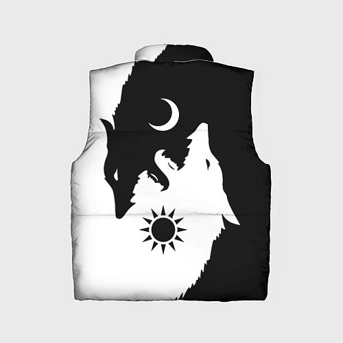Детский жилет Мистические волки дня и ночи инь-янь / 3D-Черный – фото 2