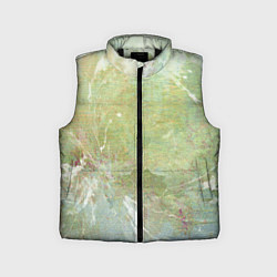 Детский жилет Абстракция - white waves on green background, цвет: 3D-черный
