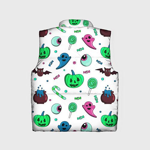 Детский жилет Halloween light green pumpkin - паттерн / 3D-Черный – фото 2