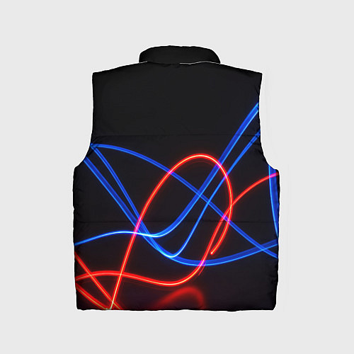Детский жилет Красно синие неоновые линии на черном фоне / 3D-Черный – фото 2