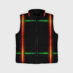 Детский жилет Color green orange lines, цвет: 3D-черный