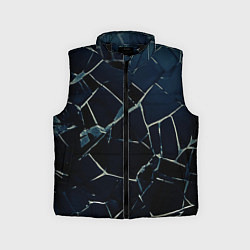 Детский жилет Тёмный чёрно-синий битые плиты, цвет: 3D-черный