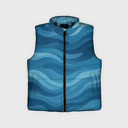 Детский жилет Камуфляжные синие волны, цвет: 3D-черный
