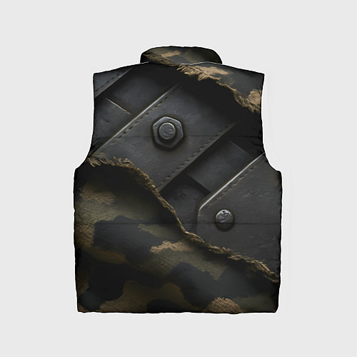 Детский жилет Порванная камуфляжная ткань с металлом / 3D-Черный – фото 2