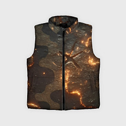Детский жилет Искры в разломах на камуфляже, цвет: 3D-черный