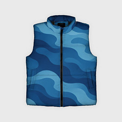 Детский жилет Синие волнистые линии в виде камуфляжа, цвет: 3D-черный