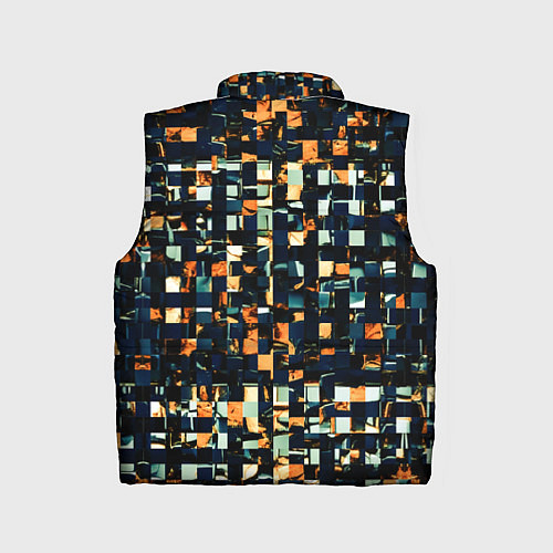 Детский жилет Тёмный синий с оранжевым кубики абстракция / 3D-Черный – фото 2