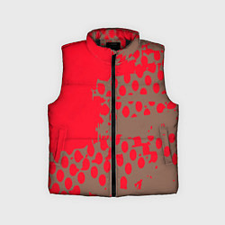 Детский жилет Абстрактные алые пятна на цвете какао, цвет: 3D-черный
