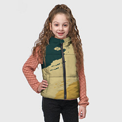 Детский жилет Желто-зеленые абстрактные полосы, цвет: 3D-черный — фото 2