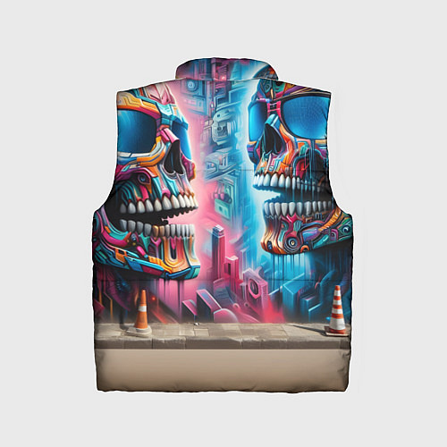 Детский жилет Крокодилёныш крутой скейтбордист - киберпанк / 3D-Черный – фото 2