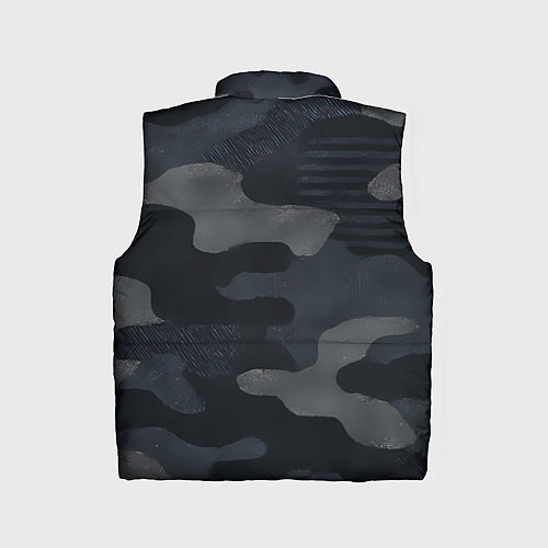 Детский жилет Текстура - камуфляжная синяя ткань / 3D-Черный – фото 2