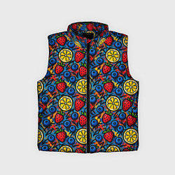 Детский жилет Ягоды и фрукты паттерн, цвет: 3D-черный