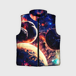 Детский жилет Фантастический космос планеты, цвет: 3D-черный