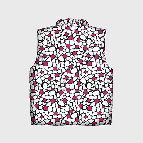 Детский жилет Мелкий красно белый мозаичный узор на черном / 3D-Черный – фото 2