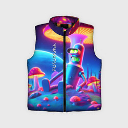 Детский жилет Робот-сгибальщик Бендер находится под неоновым мух, цвет: 3D-черный
