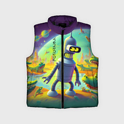 Детский жилет Робот-сгибальщик Бендер на планете крокодилов - не, цвет: 3D-черный
