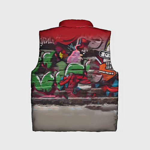 Детский жилет Bender bending robot and Fry - ai art graffiti / 3D-Черный – фото 2