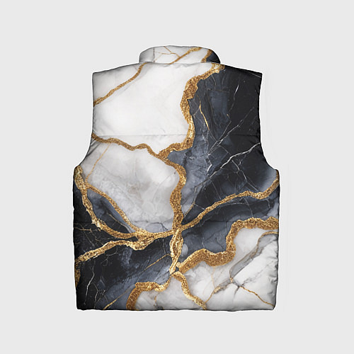 Детский жилет Мрамор белый и черный с золотом / 3D-Черный – фото 2