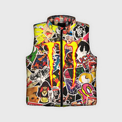 Детский жилет Monster energy stikers logo, цвет: 3D-черный