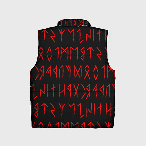 Детский жилет Красные символы древних рун крупные - паттерн / 3D-Черный – фото 2
