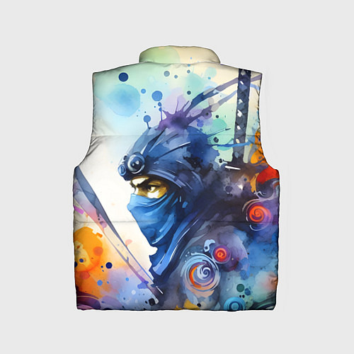 Детский жилет Японский ниндзя - акварельный набросок / 3D-Черный – фото 2