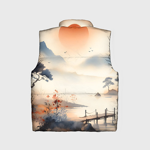 Детский жилет Таинственный Японский пейзаж - акварель / 3D-Черный – фото 2