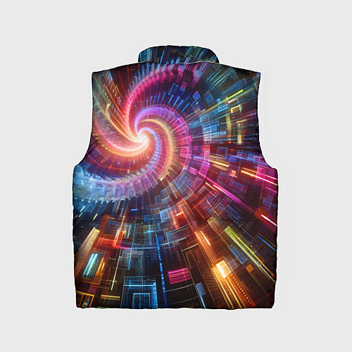 Детский жилет Fractal neon spiral - ai art fantasy / 3D-Черный – фото 2