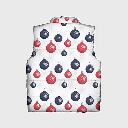 Детский жилет Синие и красные новогодние шары со снежинками / 3D-Черный – фото 2