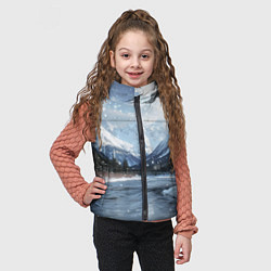 Детский жилет Снежный горный пейзаж с елями и рекой, цвет: 3D-черный — фото 2