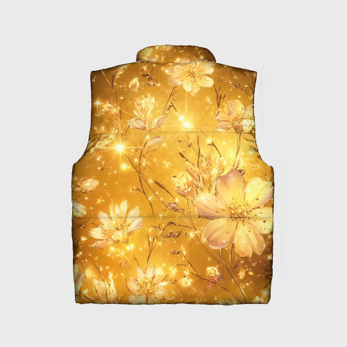 Детский жилет Цветочный золотой с искрами / 3D-Черный – фото 2
