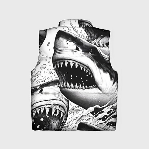 Детский жилет Белая акула - стая / 3D-Черный – фото 2