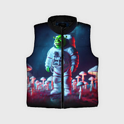 Детский жилет Космонавт Шрек на планете неоновых мухоморов, цвет: 3D-черный