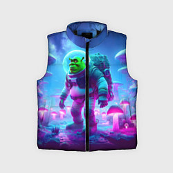 Детский жилет Шрек бравый космонавт на планете неоновых грибов, цвет: 3D-черный
