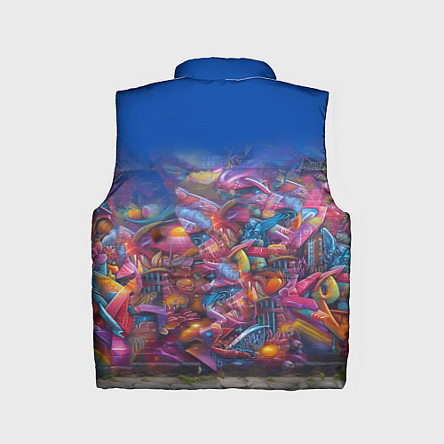 Детский жилет Абиссинка на фоне стены с граффити / 3D-Черный – фото 2