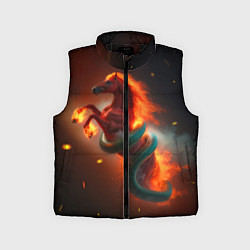 Детский жилет Смена зелёной змеи на красную огненную лошадь, цвет: 3D-черный