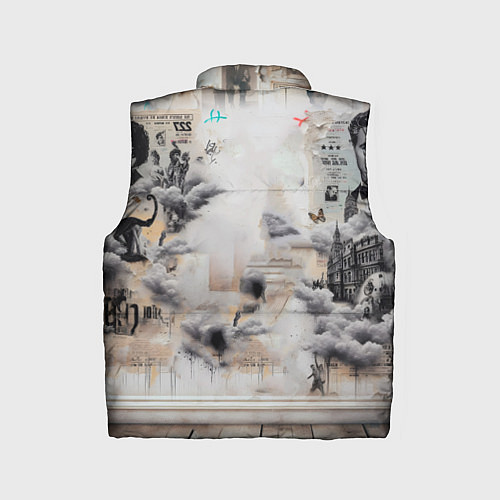 Детский жилет Кошка Корниш-рекс - ретро граффити / 3D-Черный – фото 2