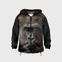 Ветровка с капюшоном детская Глаза гориллы, цвет: 3D-черный