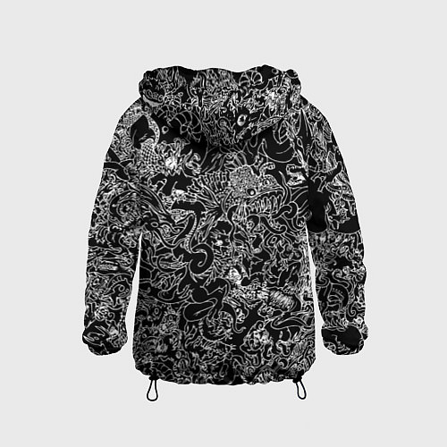 Детская ветровка Монстры черно-белый паттерн / 3D-Черный – фото 2