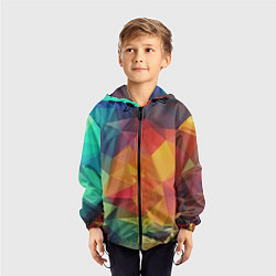 Ветровка с капюшоном детская Цветные полигоны, цвет: 3D-черный — фото 2