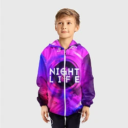 Ветровка с капюшоном детская Night life, цвет: 3D-белый — фото 2