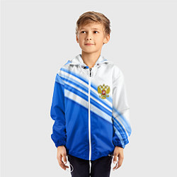 Ветровка с капюшоном детская Россия: голубая волна, цвет: 3D-белый — фото 2
