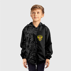 Ветровка с капюшоном детская Герб России и орнамент, цвет: 3D-черный — фото 2
